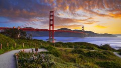 landscape golden gate bridge USA sky clouds