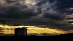 landscape House Mountains sky clouds