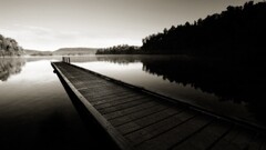 landscape Lake dark monochrome reflection sepia water pier