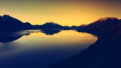 landscape Lake nature sunset Mountains sky water reflection