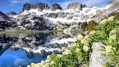 landscape Lake rock snow glacier national park Mountains