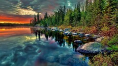 landscape Lake sunset Trees nature hdr
