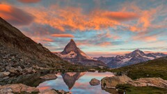 landscape matterhorn Alps sky Mountains reflection nature