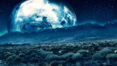 landscape moon cyan Stars