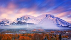 landscape morning Mountains winter sky nature