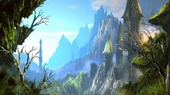 landscape Mountains fantasy art castle