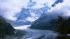 landscape Mountains glacier ice snow clouds