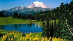landscape Mountains Lake nature Trees