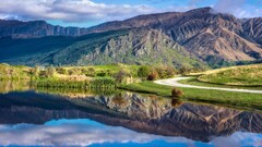 landscape Mountains nature New Zealand reflection
