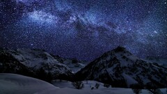 landscape Mountains snow sky Stars Starry Night nature Space
