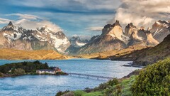 landscape Mountains water sky torres del paine national park