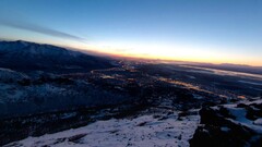 landscape Mountains winter snow sunlight lights cityscape sky