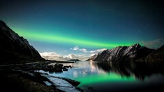 landscape nature aurorae sky Stars Mountains
