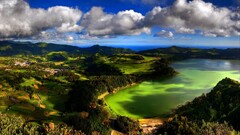 landscape nature Azores Green clouds water Portugal