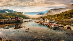 landscape nature boat Mountains sky water