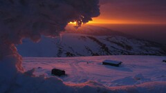 landscape nature Mountains sunset sunlight winter ice snow