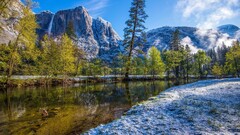 landscape nature Mountains winter snow Trees