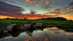 landscape nature sky clouds water reflection