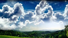 landscape nature sky digital art clouds Stars