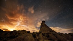 landscape nature sky Stars night Lightning rock