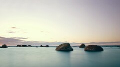 landscape nature stones Seals Sea aerial view rocks sky water