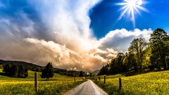 landscape nature sun sky clouds