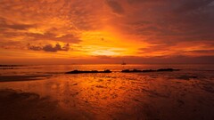 landscape nature sunset Sea skyscape orange sky boat horizon