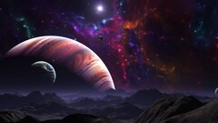 landscape planet science fiction fantasy art artwork Stars Space