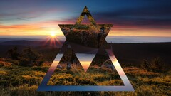 landscape polyscape sun rays digital art