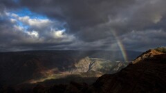 landscape rainbows sky Mountains nature