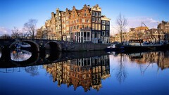 landscape reflection Bridge Amsterdam cityscape