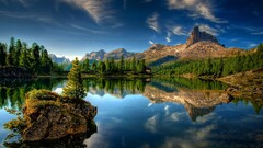 landscape reflection water Mountains nature