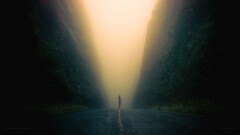 landscape road lights deviantart Mountains