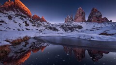 landscape rock reflection snow Mountains