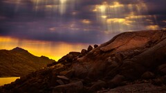 landscape rock sun rays Mountains sunlight nature