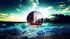 landscape Sea circle digital art nature
