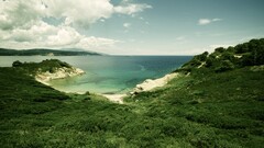 landscape Sea clouds sky coast water Island Mountains