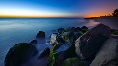 landscape Sea stones sunlight beach horizon sky