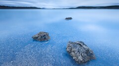 landscape Sea water stones cyan