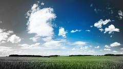 landscape sky clouds field