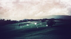 landscape sky digital art field clouds