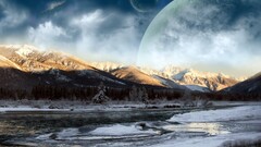 landscape sky nature winter planet digital art