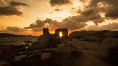 landscape sky ruin sunlight sun Sea rock sunset brown clouds