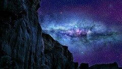 landscape sky Stars space art digital art nature Space Milky Way