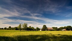 landscape sky Trees House field