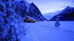 landscape snow cabin photography nature Trees Mountains hut