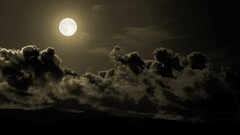 landscape storm moon sky digital art clouds night hills