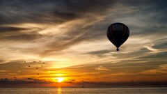 landscape sunset hot air balloons sunlight sky