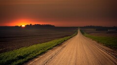 landscape sunset path plains dirt road road field House alone
