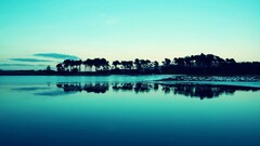 landscape Trees Sea Lake blue photography water nature cyan